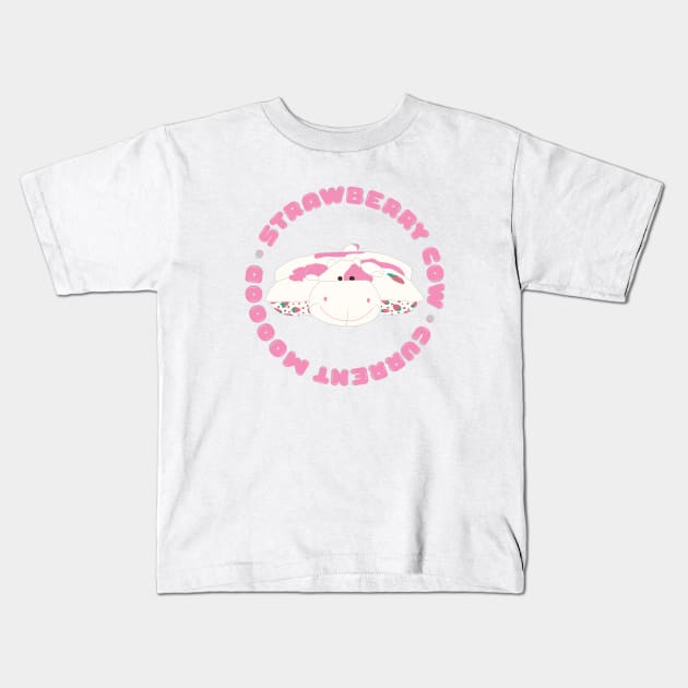 Current mood strawberry cow Kids T-Shirt by AnnaBanana